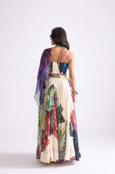 Bluey Blouse , Scallop Dupatta, Magnolia Lehenga